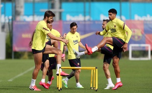 Lionel Messi et ses coéquipiers du Barça ont repris l'entraînement collectif ce lundi (photo du 25 mai 2020) Miguel RUIZ / FC BARCELONA / AFP) / RESTRICTED TO EDITORIAL USE - MANDATORY CREDIT "AFP PHOTO / HANDOUT / FC BARCELONA / MIGUEL RUIZ" - NO MARKETING - NO ADVERTISING CAMPAIGNS - DISTRIBUTED AS A SERVICE TO CLIENTS