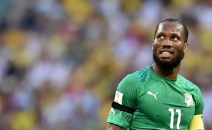 Didier Drogba lors de la rencontre entre la Côte d'Ivoire et la Grèce le 24 juin 2014.