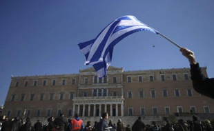 Manifestation devant le Parlement à Athènes le 19 février 2012.