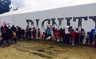 Dans le camp de réfugiés d'Idomeni, village grec frontalier de la Macédoine où sont bloqués des milliers de migrants.