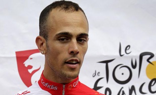 Le coureur français Rémy Di Gregorio, lors de la présentation du Tour de France, le 28 juin 2018 à Liège.