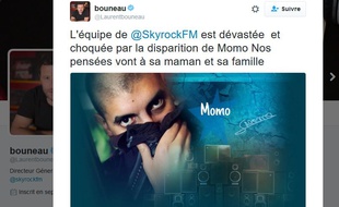 Le directeur des programmes de Skyrock a annoncé la mort de Momo sur son compte Twitter.