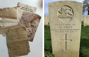 Les lettres et la tombe du soldat William Swift.