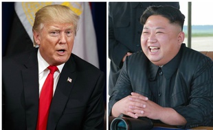 Photomontage de Donald Trump et Kim Jong-Un.