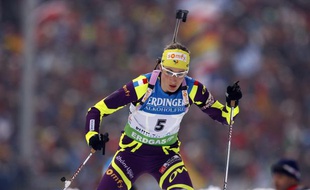 La biathlète française, Marie Laure Brunet, lors des championnats du monde à Ruhpolding (Allemagne), le 4 mars 2012.