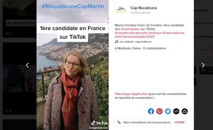 Candidate à Roquebrune-Cap-Martin (Alpes-Maritimes), Marie-Christine Franc de Ferrière est la première candidate en France a avoir ouvert un compte sur TikTok.