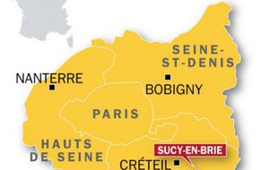 Carte de localisation de Sucy-en-Brie, où un lycéen a été blessé par un tir de fusil à pompe le 15 décembre 2009.