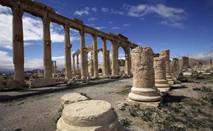 Vue en date du 14 mars 2014 de la ville antique de Palmyre en Syrie