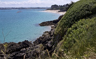 Vue de la pointe du Chevet, à Saint-Jacut-de-la-Mer, dans les Côtes d'Armor, depuis le sentier douanier.