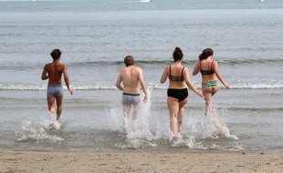 Des baigneurs sur la plage de Palavas, dans l'Hérault.