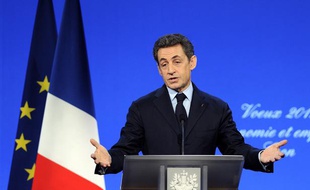 Nicolas Sarkozy, lors de ses voeux au monde économique, à Lyon, mercredi 19 janvier 2012.