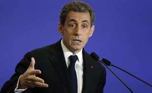 Nicolas Sarkozy au QG de l'UMP, à Paris (15e) le 7 mars 2015.