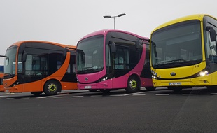 Les trois véhicules électriques de Dk'Bus, à Dunkerque.