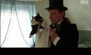 Capture d'écran d'une vidéo montrant l'union entre l'Allemand Uwe Mitzscherlich et sa chatte Cécilia.