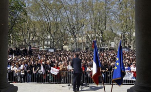 François Hollande en meeting à Montpellier le 29 mars 2012.