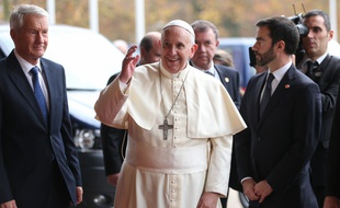 Strasbourg le 25 novembre 2014. Le pape François au Conseil de l'Europe