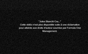 Capture d'écran d'une vidéo de l'accident de Jules Bianchi postée sur Youtube, le 6 octobre 2014.