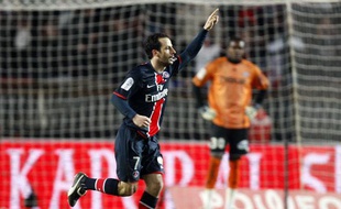Ludovic Giuly, lors du match PSG-Marseille, le 15 mars 2009 au Parc des Princes.