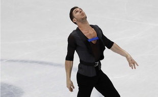Le patineur Morgan Ciprès lors des Mondiaux de Milan, le 28 mars 2018.