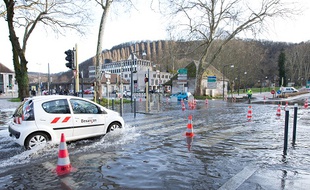 Crue du Doubs et inondations à Besançon le 24 janvier 2018.