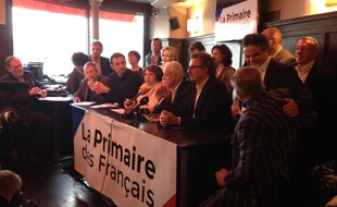 Les animateurs de la «Primaire des français», lancée le 11 avril 2016 à Paris.