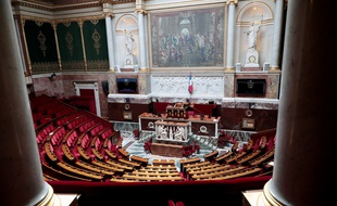 Illustration: Vue de l'Hémicycle, à l'Assemblée nationale, à Paris, le 19 mai 2020.