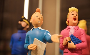 Un personnage de Tintin et de la Castafiore, ici dans une boutique de Bruxelles.