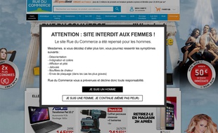 «Attention, site interdit aux femmes», annonce Rue du Commerce en guise d'accueil.