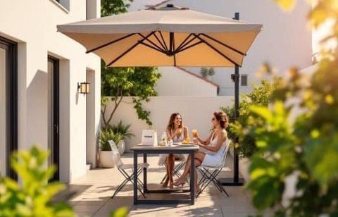 Besoin d’ombre sur la terrasse ? Parasol carré NATERIAL Aura à -80 € chez Leroy Merlin jusqu’à épuisement des stocks