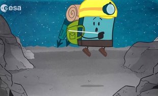 Philae rebondit sur Tchouri dans un dessin animé mis en ligne le 9 mars 2015.