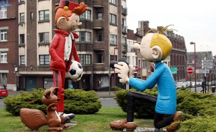 Les personnages de Spirou et Fantasio, à Bruxelles, en 2008.