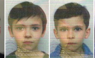 Le père (G) et les trois enfants recherchés (de G à D): Joris, 10 ans, Jad, six ans, et Alia, cinq ans, sur ces photos diffusées par la gendarmerie