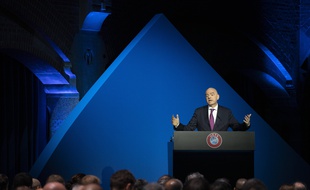 Le président de l'UEFA Gianni Infantino à un congrès de l'UEFA, le 3 mars 2020.