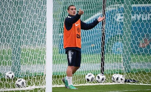 Antoine Griezmann à l'entraînement avec l'équipe de France, le 12 juin 2018.