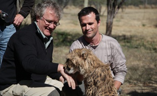 Ben Stassen (à gacuhe) sur le tournage d'African Safari 3-D