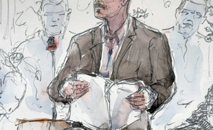 Dessin d'artiste de Tony Meilhon lors de l'audience à Rennes, le 13 octobre 2015
