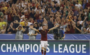 Alessandro Florenzi après avoir inscrit un magnifique lob de 40 mètres lors de Roma-Barcelone (1-1) en Ligue des champions, le 16 septembre.