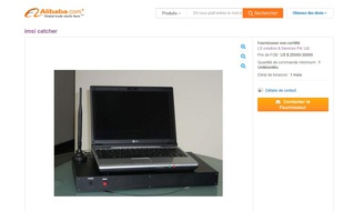 Capture d'écran du site de vente en ligne Alibaba.