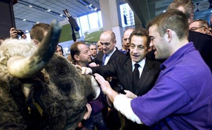 Nicolas Sarkozy au salon de l'agriculture, le 06 mars 2010.
