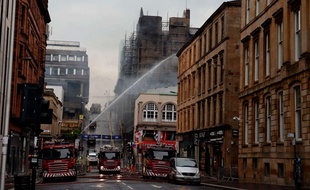 La Glasgow School of Art en feu, le 16 juin 2018, à Glasgow, en Ecosse.