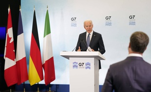 Le président américain Joe Biden lors d'une conférence à la fin du G7 dimanche 13 juin 2021.