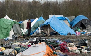 Le camp de migrants de Grande-Synthe dans le Nord le 8 mars 2016