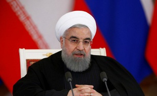 Le président iranien Hassan Rohani lors d'une conférence de presse au Kremlin à Moscou, le 28 mars 2017.