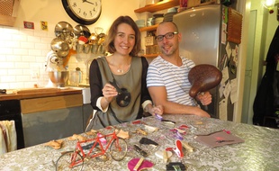 A Nantes le 18 janvier 2015- Marc et Celine Demonfaucon sont les createurs d une pince a jupe a velo, le Poupoupidou