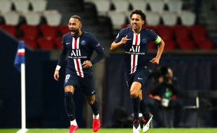 Les joueurs du PSG Neymar et Marquinhos.