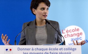 Najat Vallaud-Belkacem ministre de l'Education présente la nouvelle carte de l'éducation prioritaire le 17 décembre à Paris