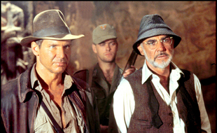 Les acteurs Harrison Ford et Sean Connery dans «Indiana Jones et la dernière croisade»