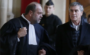Jerôme Cahuzac et son avocat Eric Dupond-Moretti, 12 février 2018. AP Photo/Michel Euler
