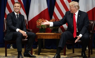 Emmanuel Macron et Donald Trump à New York, le 18 septembre 2017, lors de l'Assemblée générale des Nations unies.