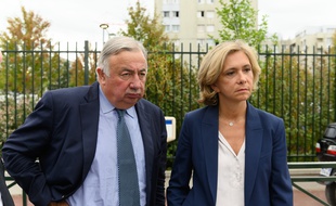Gérard Larcher et Valérie Pécresse, deux ténors de la droite, au Blanc-Mesnil (Seine-Saint-Denis) le 12 septembre 2019.